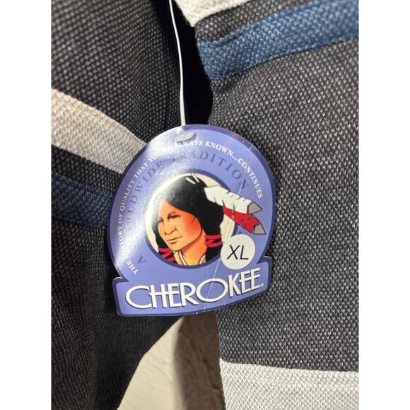 Cherokee Striped Long Sleeve Blue Vintage 90's Rugby Polo Shirt Mens Size XL NWT - Picture 4 of 5